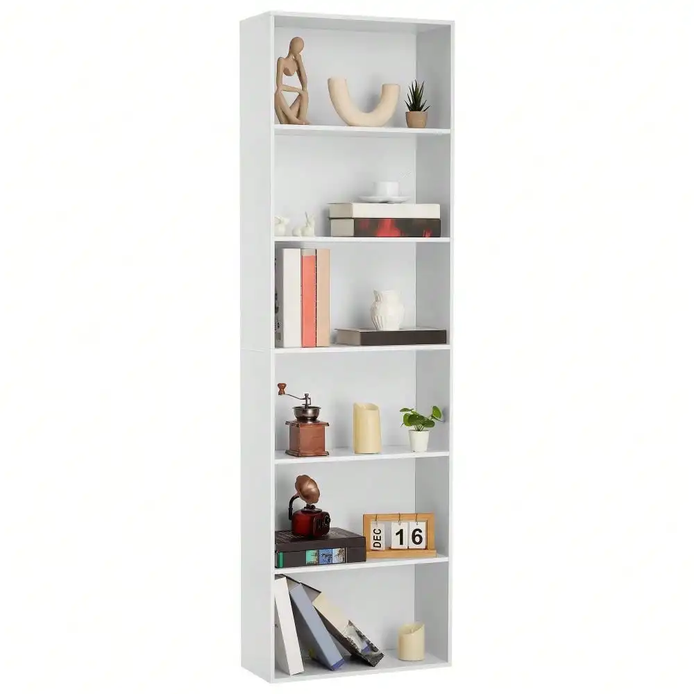 Studyset 6 Tiers Tall Bookcase,Display Storage Shelves 70" Tall Bookcase Book Shelves Wooden Bookshelves For Home Office, Living Room, Bed Room