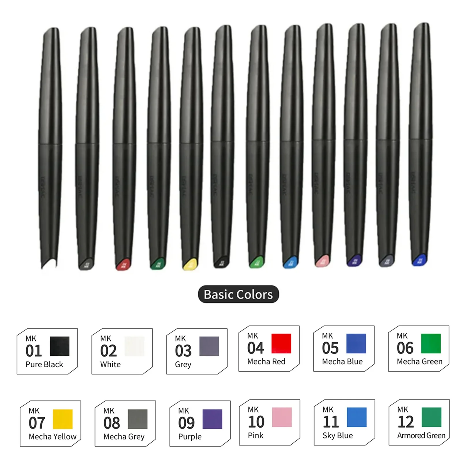 DSPIAE Soft Tip Water-based Marker Pen Kit Basic Metallic Fluorescent Color Kit for Gundam Model Painting Artist DIY Paint Tool