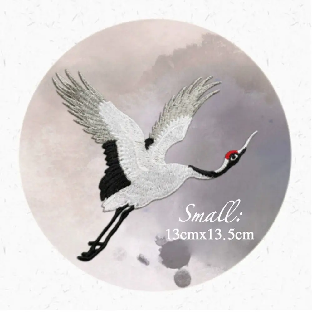 

Chinese Style For Clothing Clothes Stickers Crane Birds Embroidery Clothes Decor Sew On Patches Embroidered Applique