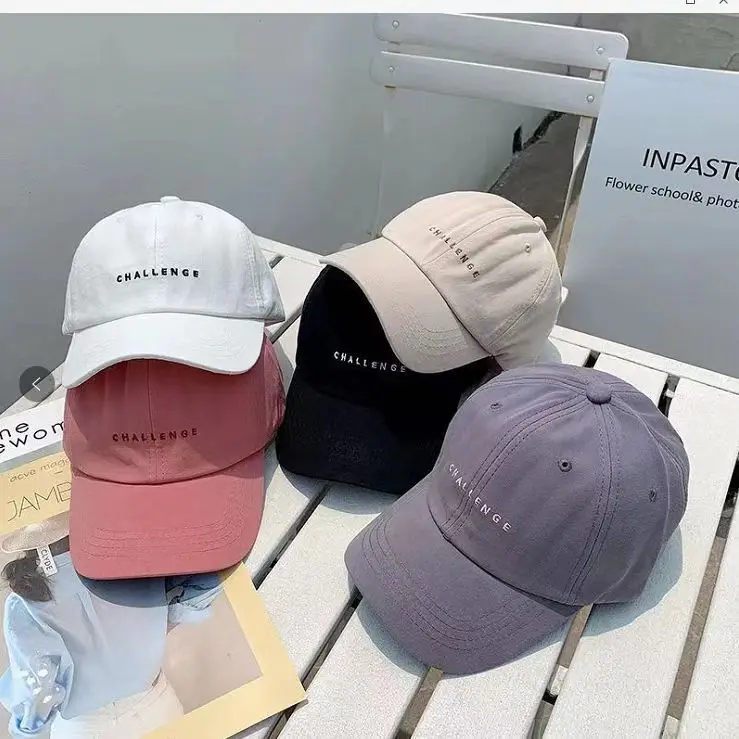 Japanese baseball cap small fresh letter embroidered cap simple men's and women's casual hat showing face small style couple hat