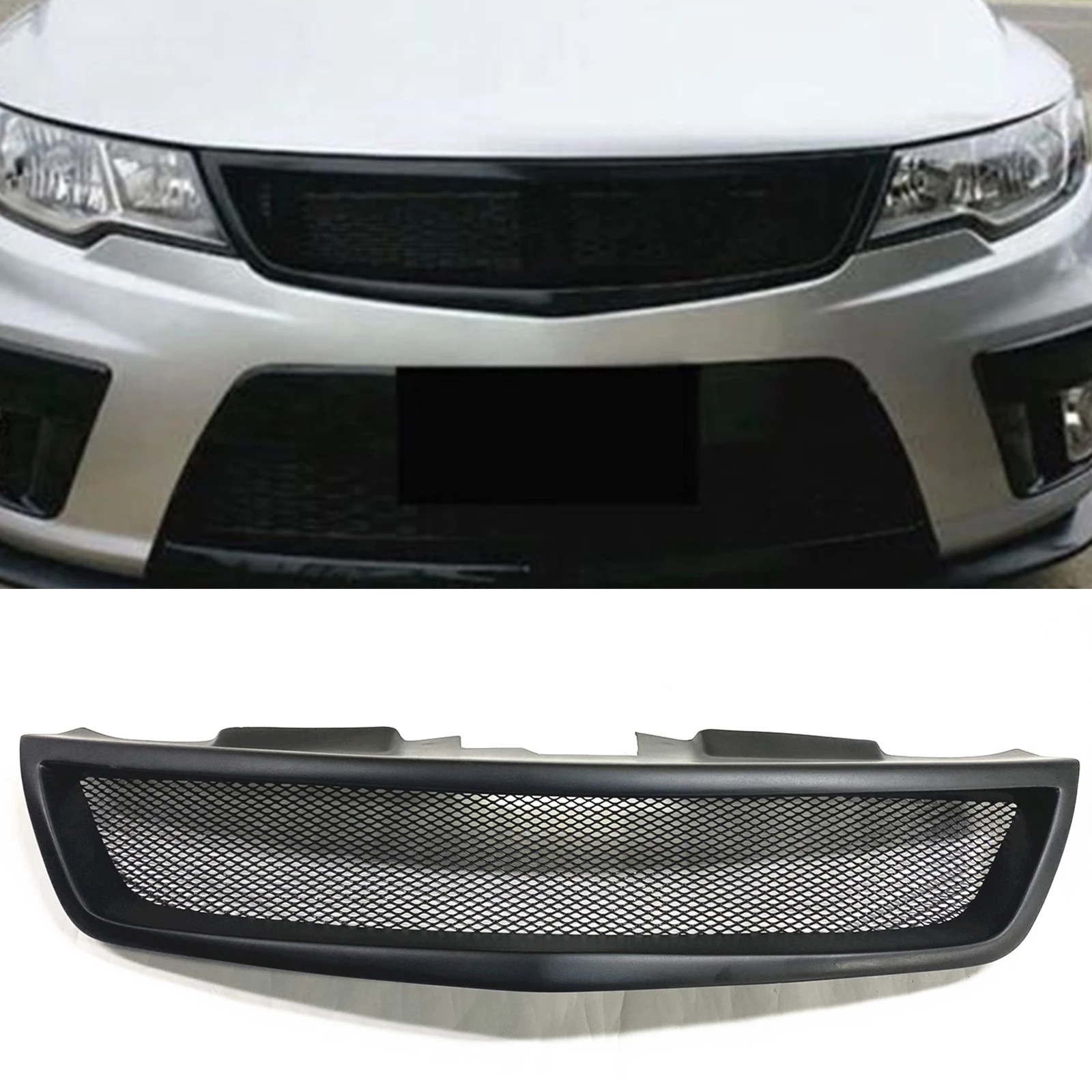 

For Kia Forte Forte5 2010 2011 2012 2013 Koup Coupe Sedan Front Grille Grill Fiberglass/Carbon Fiber Car Upper Bumper Hood Mesh