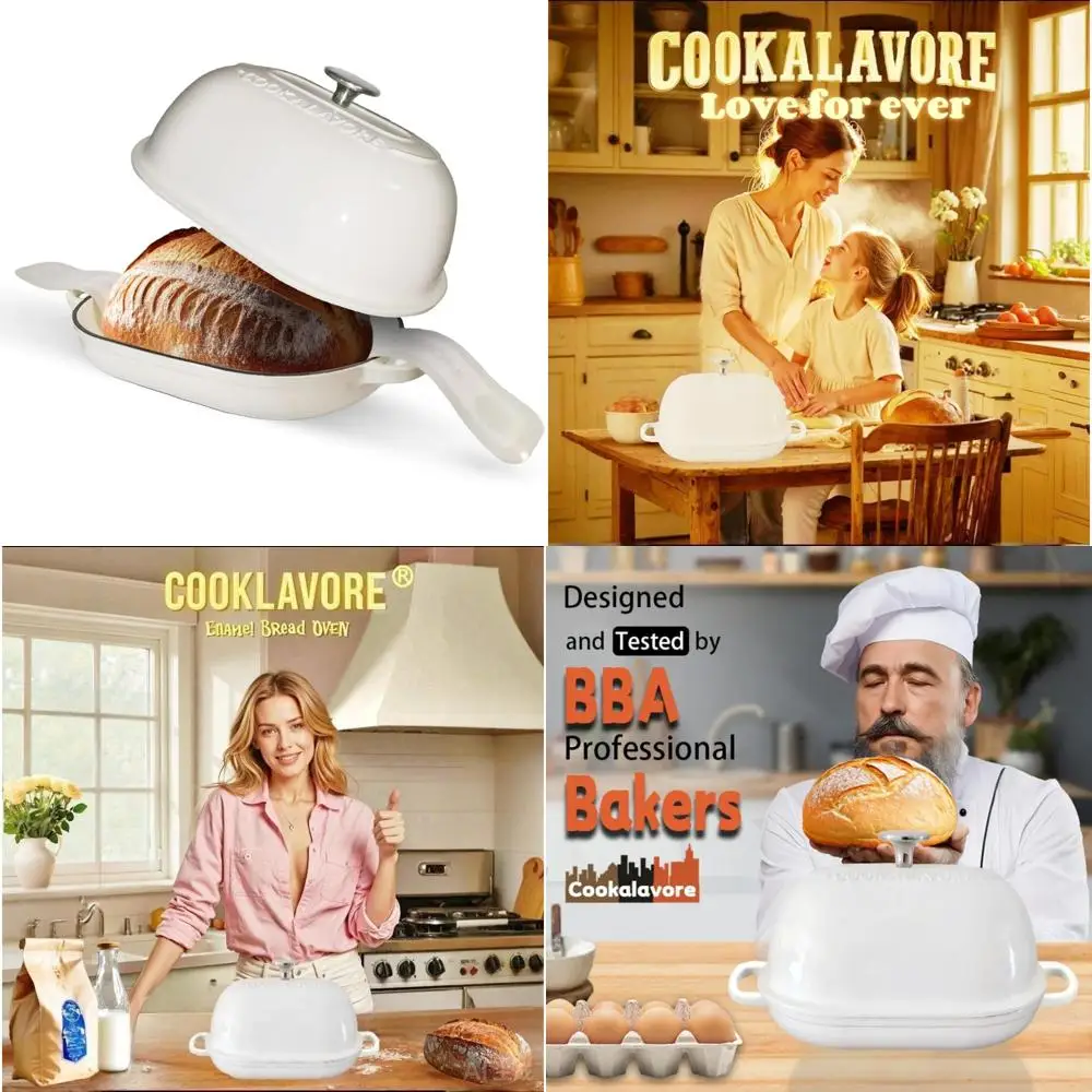 

Enameled Cast Iron 6-Quart Bread Oven with Thick Loaf Pan and Lid, Perfect for Homemade Bread Baking, 14.5-Inch Dutch Oven for B