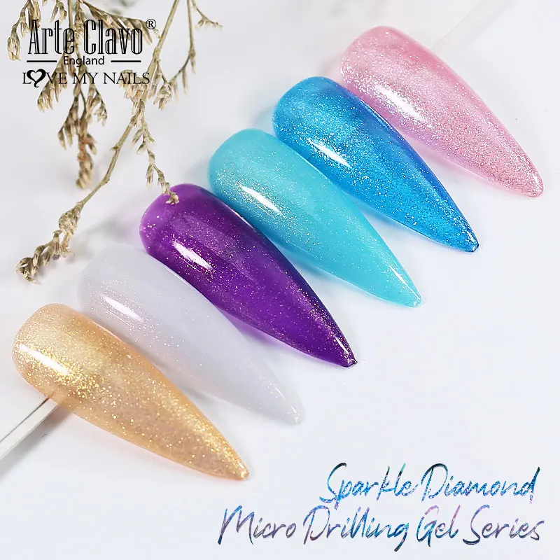Arte Clavo Glitter Gel per unghie Bottiglia grande Soak Off Gel UV Vernice per unghie Manicure Top Base Coat Moda Gel Polish Decorazione artistica
