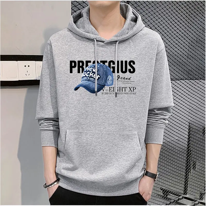 

2025 Spring and Autumn Men's Hoodie Fashion Trendy Hooded Cotton Sweater Men's Loose Casual Pullover