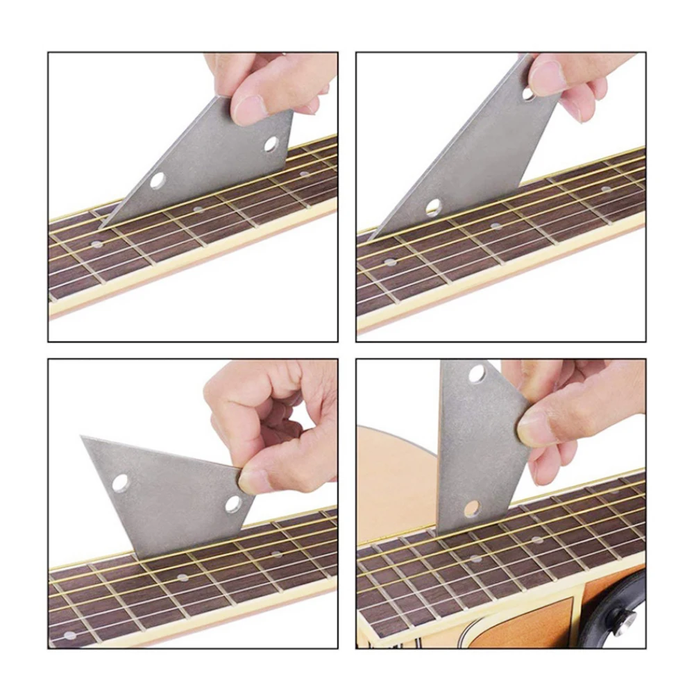 3pcs Guitar Neck Notched Straight Edge Ruler Luthiers Tool String Action Gauge Height Ruler Guitar Fret Leveling Guide