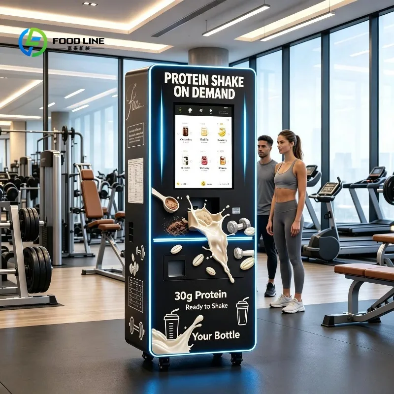 Customized Powder Whey Dispenser Shaker Juice Shake Fully Touchscreen Gym Water Orange Maker Smart Protein Shake Vending Machine