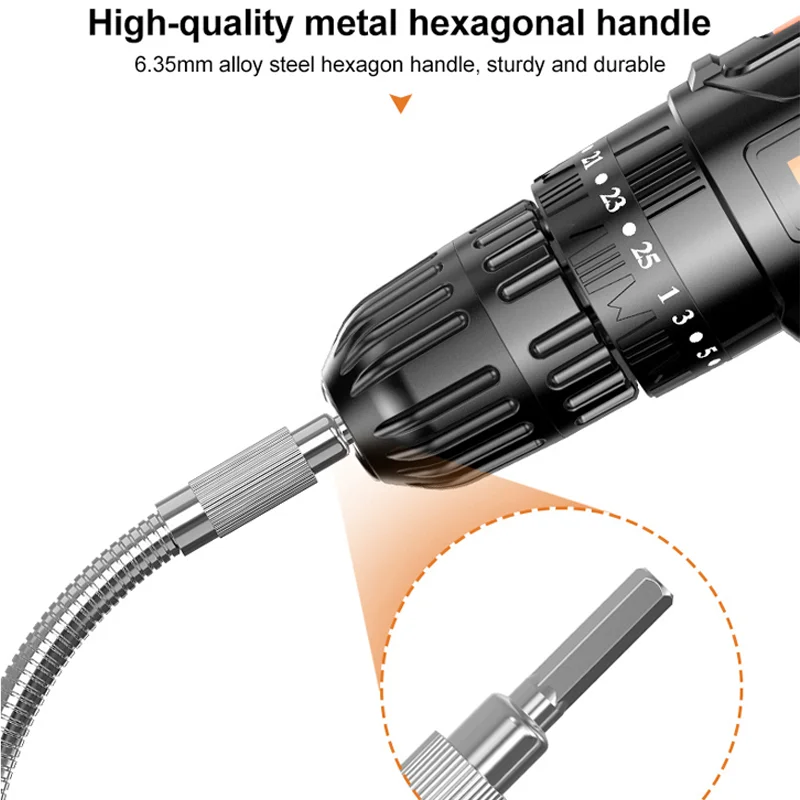 Imagem -03 - Flexível Hex Broca de Extensão Impact Driver Ratchet Chave de Fenda Bits Estender Rod Barra de Extensão 15cm40cm