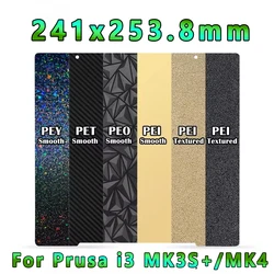 MK4 MK3S PEI 시트 양면 H1H PEO PET 용수철 스틸 시트, Pei 빌드 플레이트, Prusa i3 MK2.5S Mk3 침대용, 241x254mm