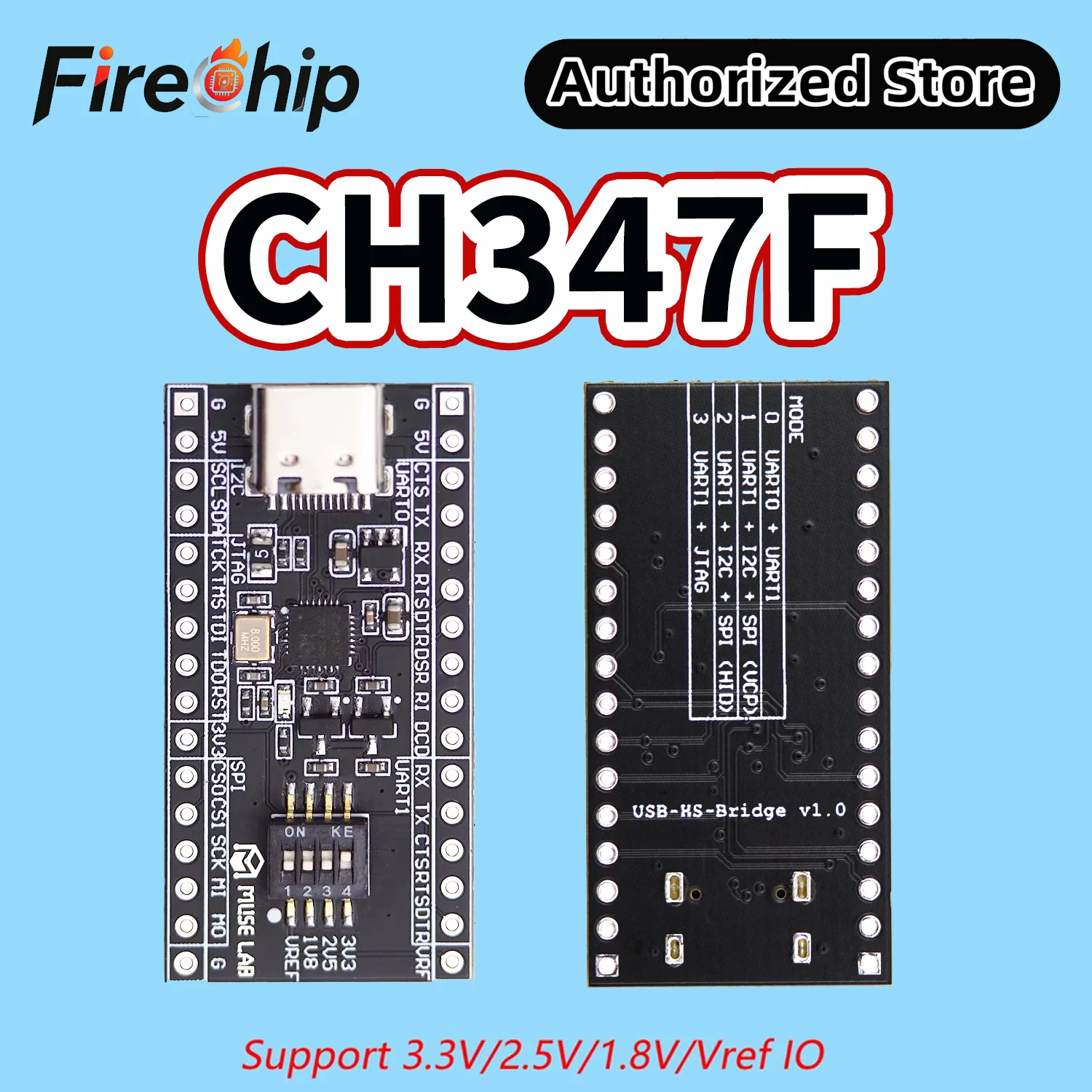 FireChip CH347F Development Board Module USB2.0 High Speed USB to UART/I2C/SPI/JTAG/GPIO Open Source USB-HS-Bridge 1.8VExt-Board