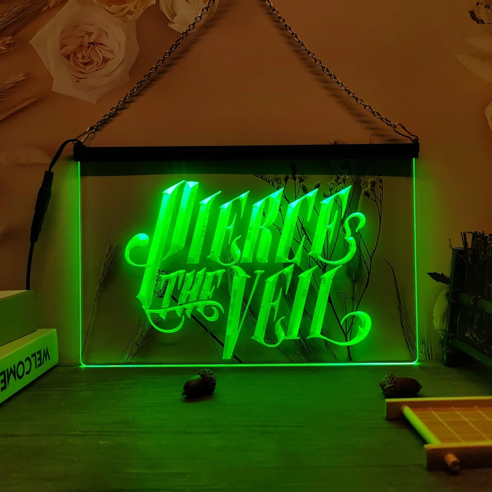 Pierce The Veil-Vintage LED Neon Sign-Posters,3DCarving,Wall,Home,Room,Bedroom,Office,Farmhouse Decor