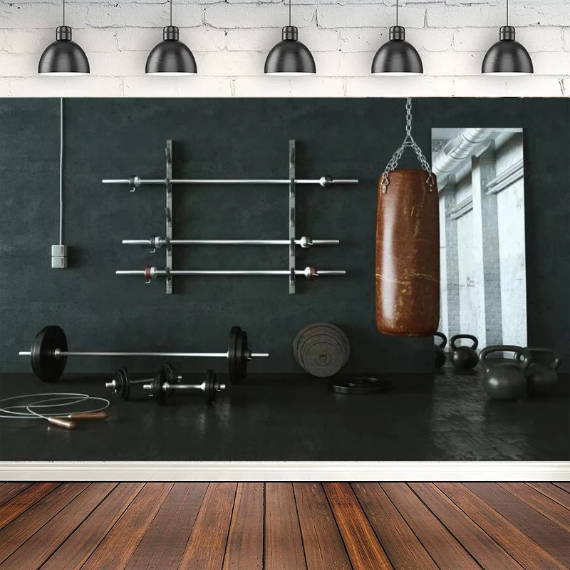 Photography Backdrop Gym Fitness Weightlifting Punching Bag Muscle Training Wellness Exercise Adult Portrait Photo Background