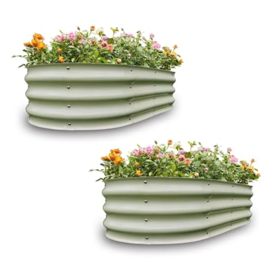 

Комплект из 2 оцинкованных грядок Gardmax: легкие уличные ящики для выращивания растений с простой сборкой, большие грядки для овощей