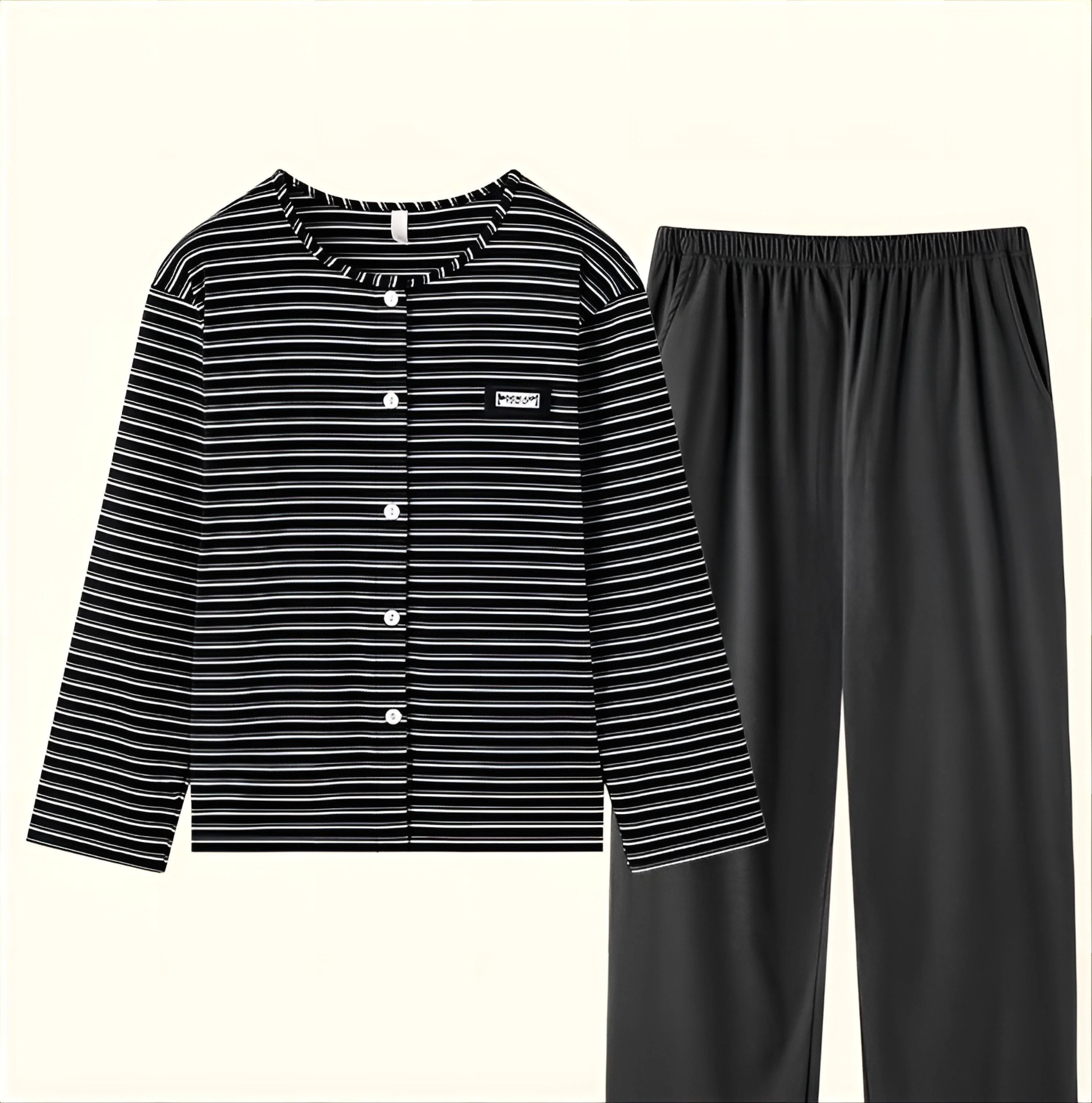 

Pajama Sets Black Women Unique Design Modal Skin-Friendly Smooth Comfortable Spring Summer Sleepwear Home Daily Lady Breathable