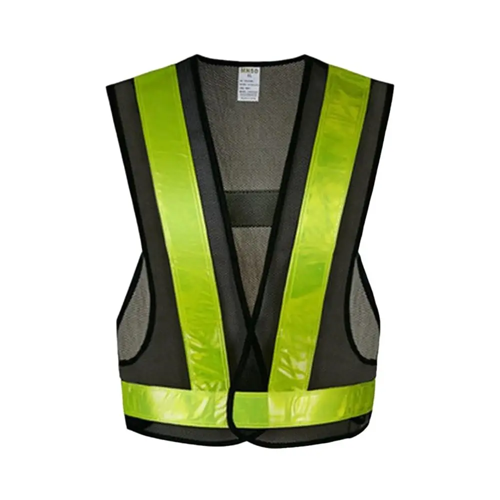 

V Shape Reflective Vest Mesh Fabric Lattice Reflective Straps Safety Vest Luminous Grenn Running Cycling Work Safety Jacket