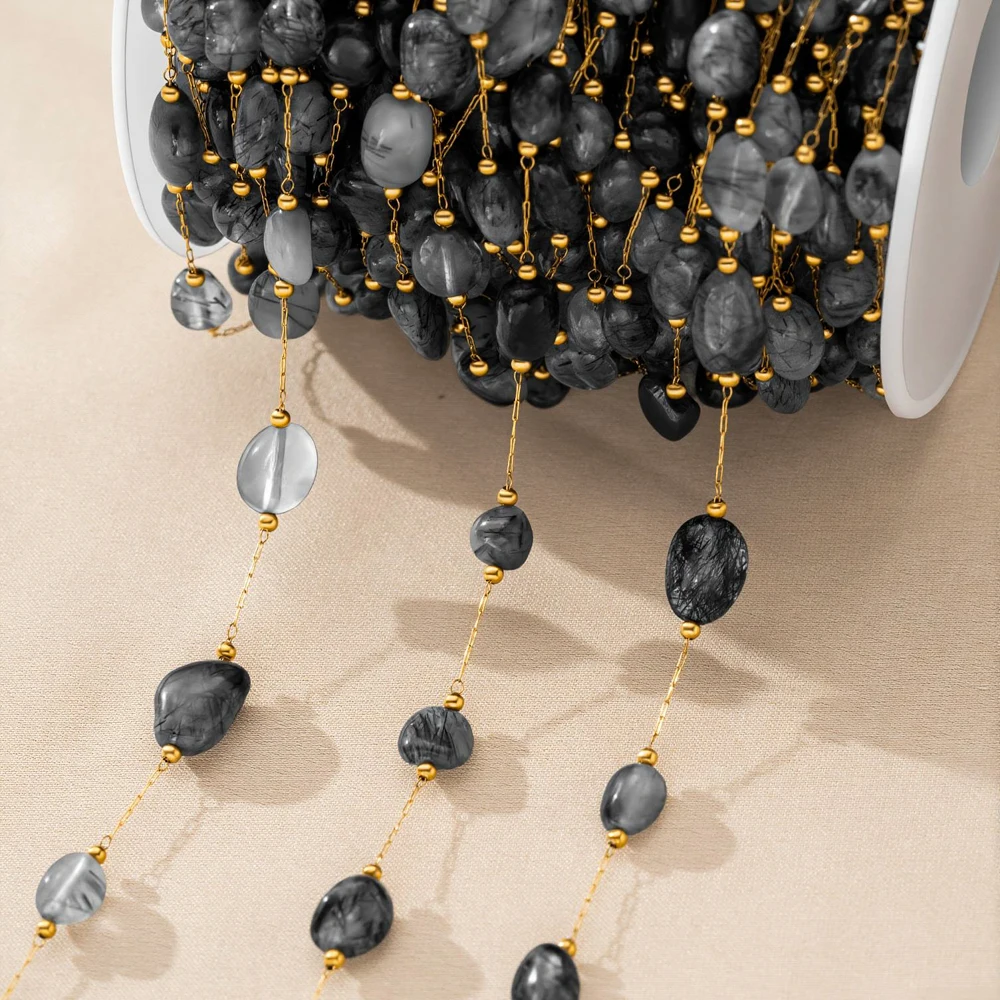 1 Meter Edelstahl-Perlenkette, Stein-Halsketten, Handgefertigte Armbänder, DIY Schmuckherstellung, Komponenten und Materialien – Detail 3