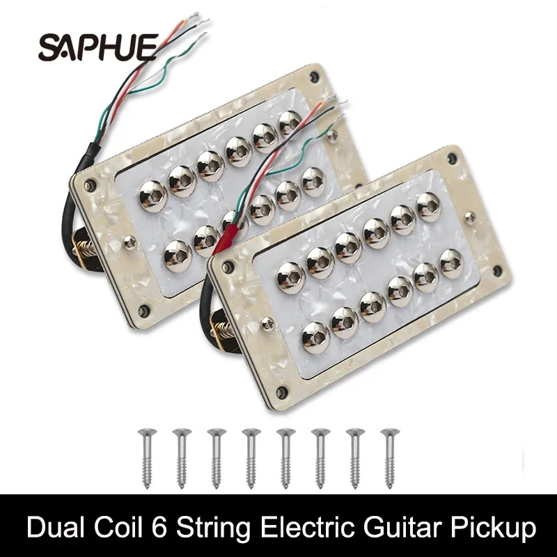 One Set White Pearl Guitar Humbucker Adjustable Screw Dual Coil for 6 String Electric Guitar Coil Splitting Pickup N7.5K B15K