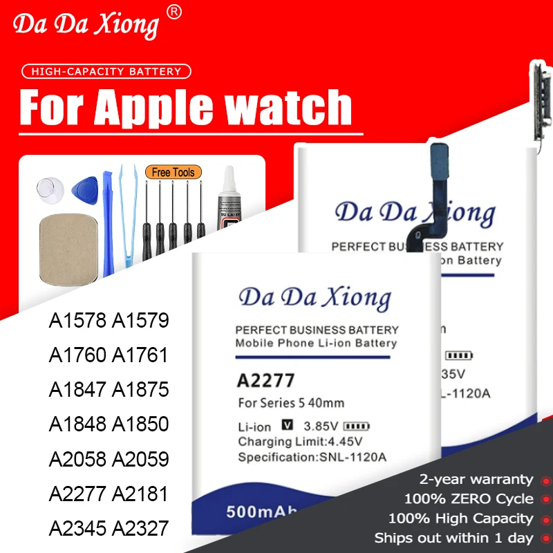 New Battery For Watch Series 1 2 3 4 5 6 GPS LTE 38mm 40mm 42mm 44mm iWatch Renewal Batteries + Free Tools