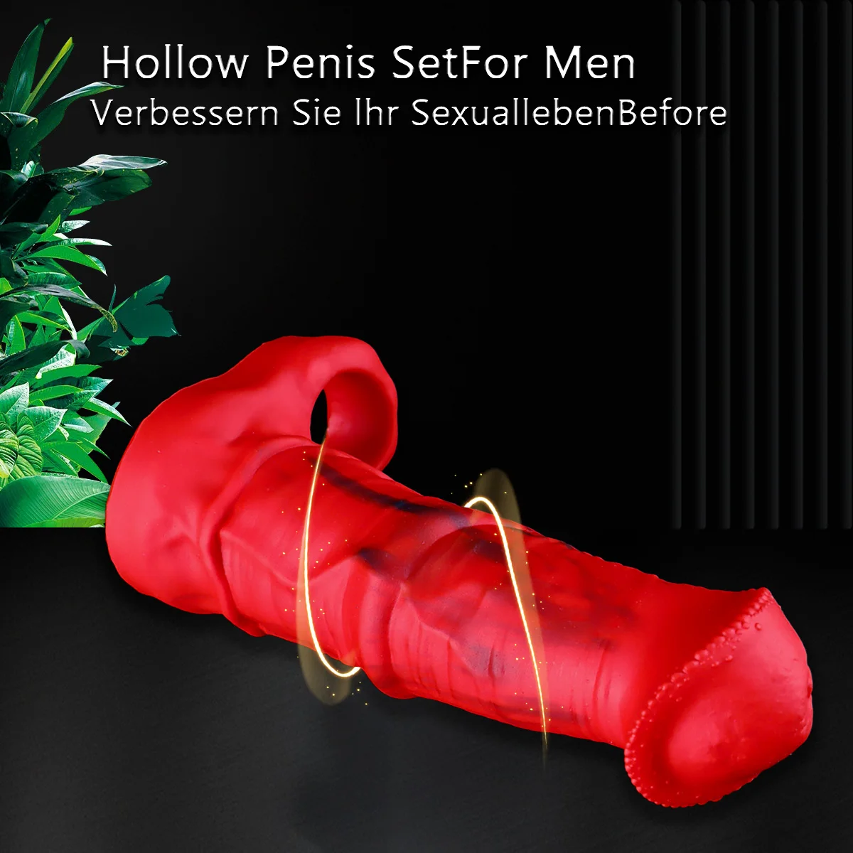 Male Realistic Penis Sleeve Ring Hollow Cock Ring Enlargement Extender Adult Sex Toys Men Penis Sleeve Delay Ejculation Reusable view 5
