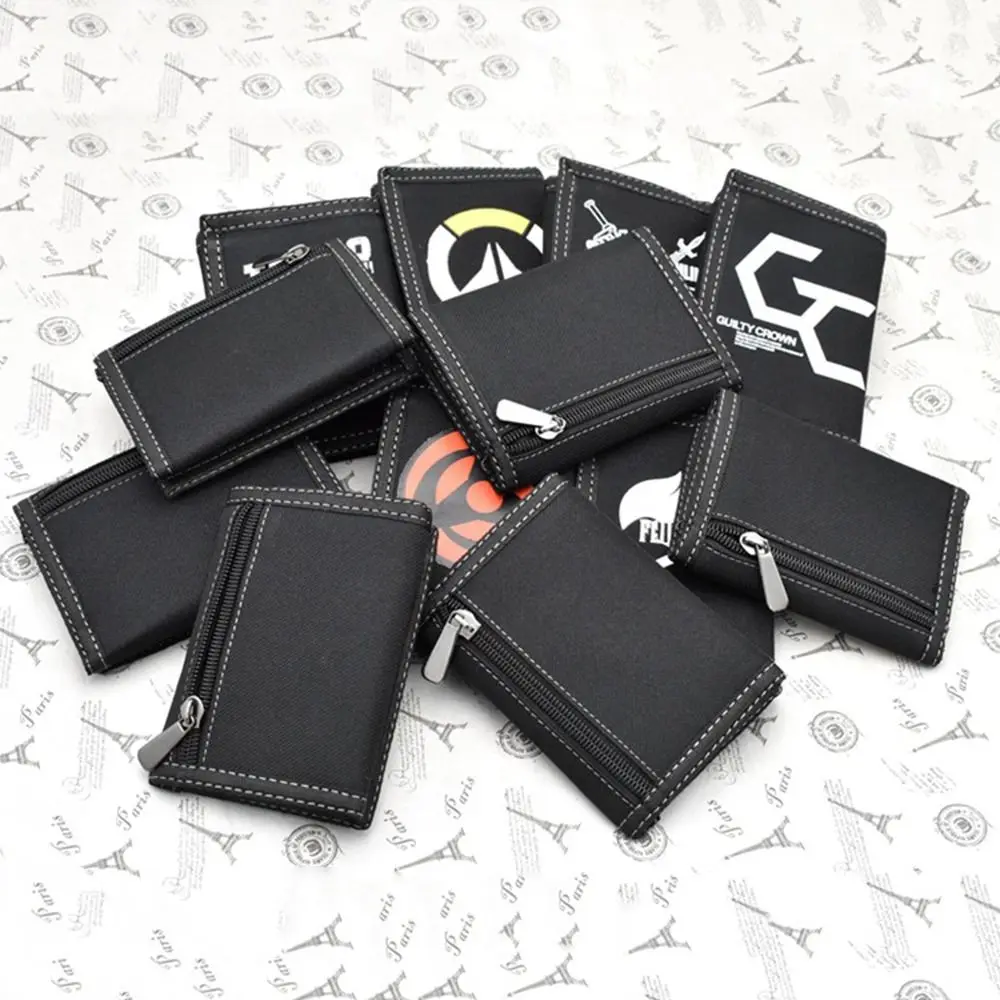 

Vertical Design Black Men's Short Wallet Touch Fastener Leisure 3 Fold Purse Contracted Multi-position Card Wallet Daily Use