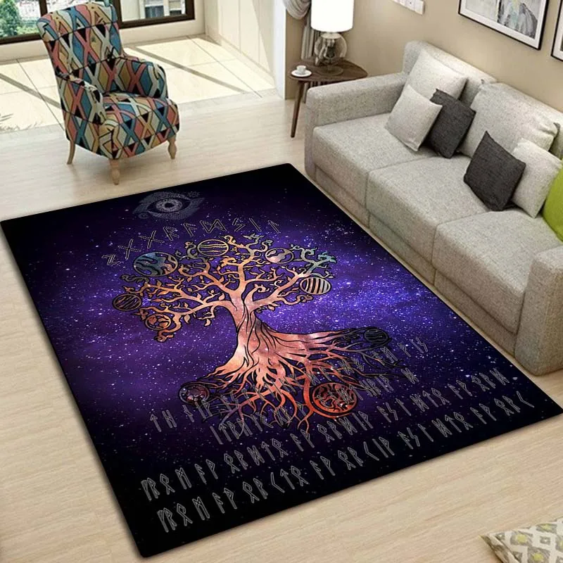 Nordic Viking Tree of Life Carpets and Rug Yggdrasil Carpet Floor Mat Living Room Bedroom Decorate Large Area Carpet Kids Room