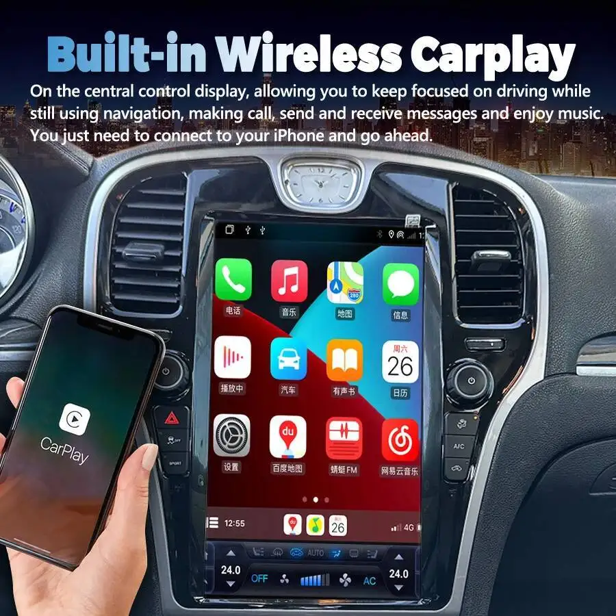 

For Chrysler 300C 2013-2019 256GB 13.6 Inch Android Qled Screen Radio GPS Carplay Car Multimedia Video Player Stereo Head Unit