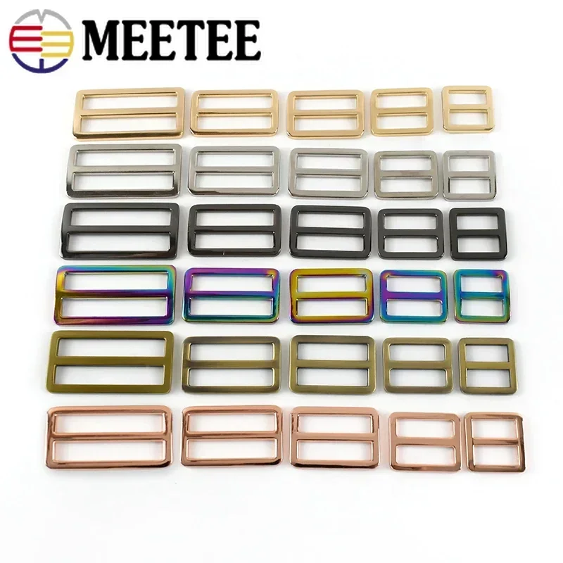 

Meetee 10/30Pcs 19/25/32/38/50mm Bag Strap Buckles Metal Slider Tri Glide Adjust Belt Buckle Webbing Ring Hook Clasp Accessories