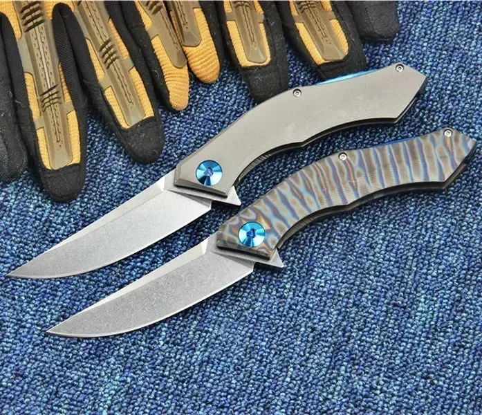 

Blue Moon Folding Pocket Knife D2 Blade TC4 Titanium Handle Outdoor Camping Hunting Survival Tactical Knifes EDC Tool