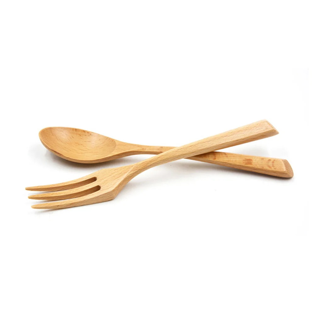 شوكة خشب الزان قابلة لإعادة الاستخدام، أداة مطبخ خشبية صديقة للبيئة ومضادة للصدأ، طعام غربي، كعكة فواكه، خبز، أدوات مائدة ممتازة #6