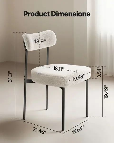 مجموعة من 4 كراسي لتناول الطعام كراسي مطبخ حديثة ومسند ظهر منحني وأرجل معدنية