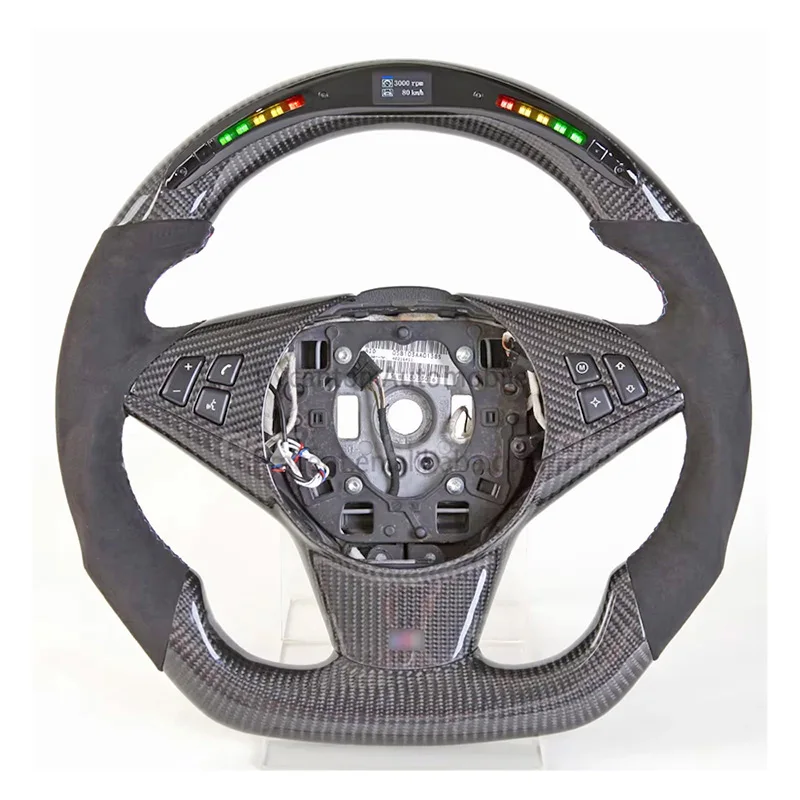 Factory direct wholesale price LED Alcantara carbon steering wheel m performance for BMW 5 Ser E60 E61 car steering wheel