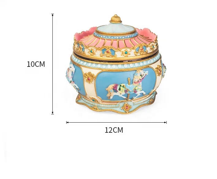 DIY colorful luminous carousel carving figure creative birthday gift music box