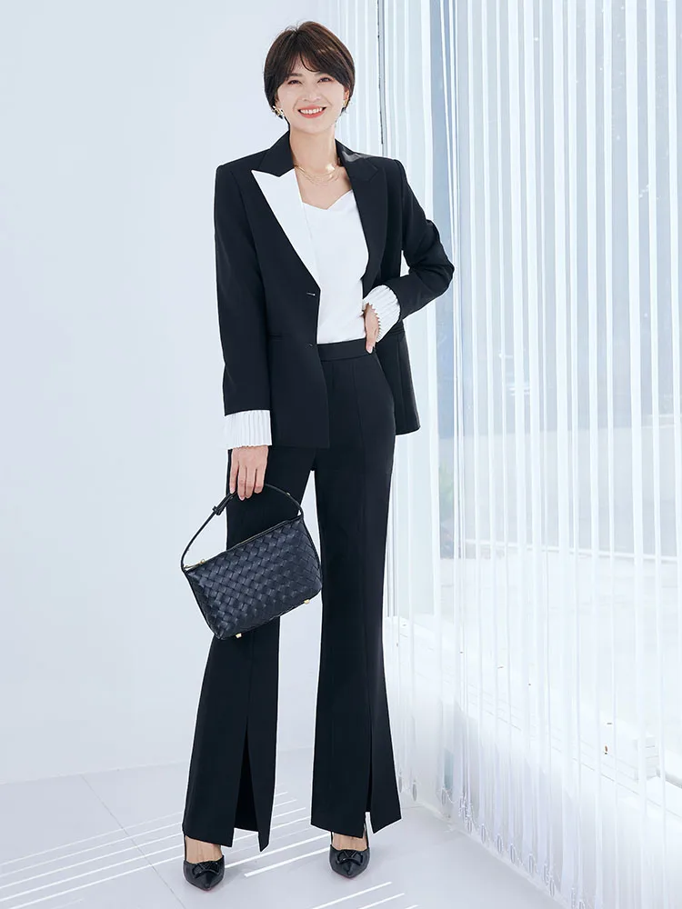 Damski zestaw casualowy Qianfei Bla, nowa kolekcja wiosna 2024, lekka, elegancka odzież profesjonalna dla dojrzałych kobiet, garnitur w stylu zachodnim.