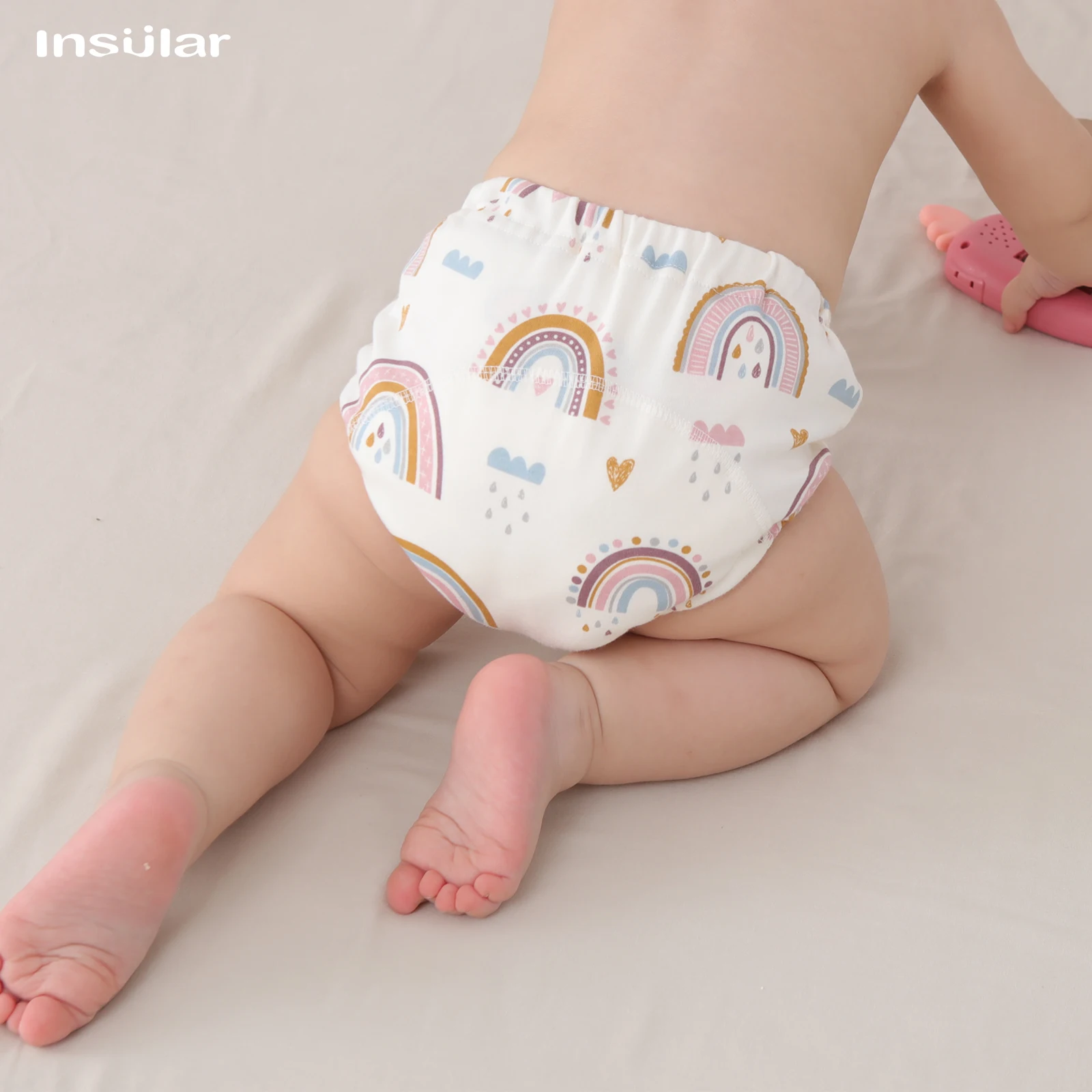 Celana dalam katun 3 potong/lot celana dalam latihan bayi 6 lapis tahan air popok kain dapat digunakan kembali popok bayi