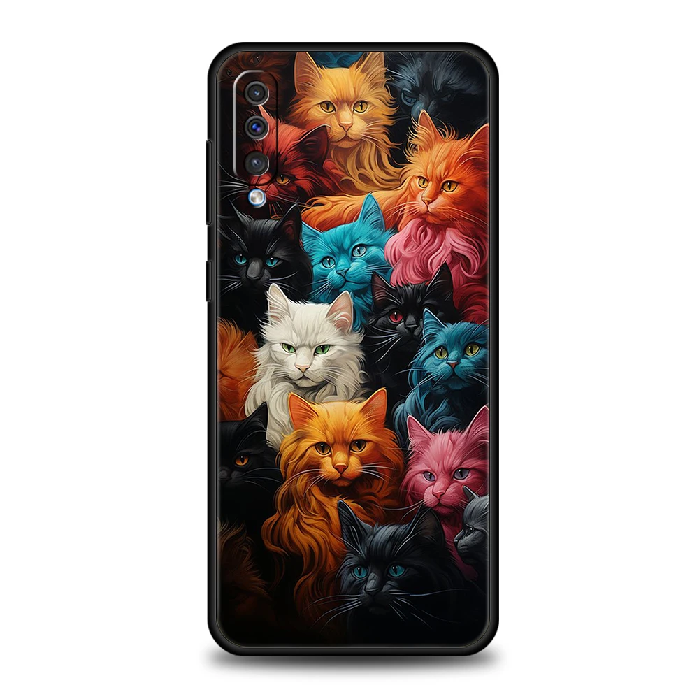 Cartoon Cute Cat Phone Case for Samsung Galaxy A24 A13 A53 A73 A33 A22 A12 A02 A03 A05 A70 A50 A10 A20 5G Silicone Cover Shell