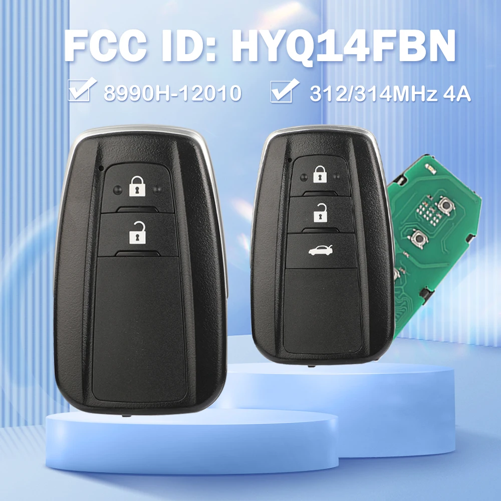 

jingyuqin 2/3BTN 312/314MHz 4A Chip HYQ14FBN Car Remote Control Key For Toyota Corolla In Brazil 2018-2021 8990H-12010 Proximity