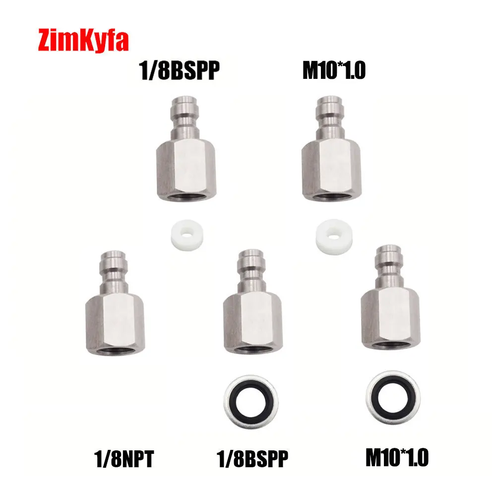 CO2 8mm conexión rápida manguera de carga de aire de acero inoxidable liberación Coulper pulg macho 1/8 "NPT / 1/8" BSPP / M10 * 1,0