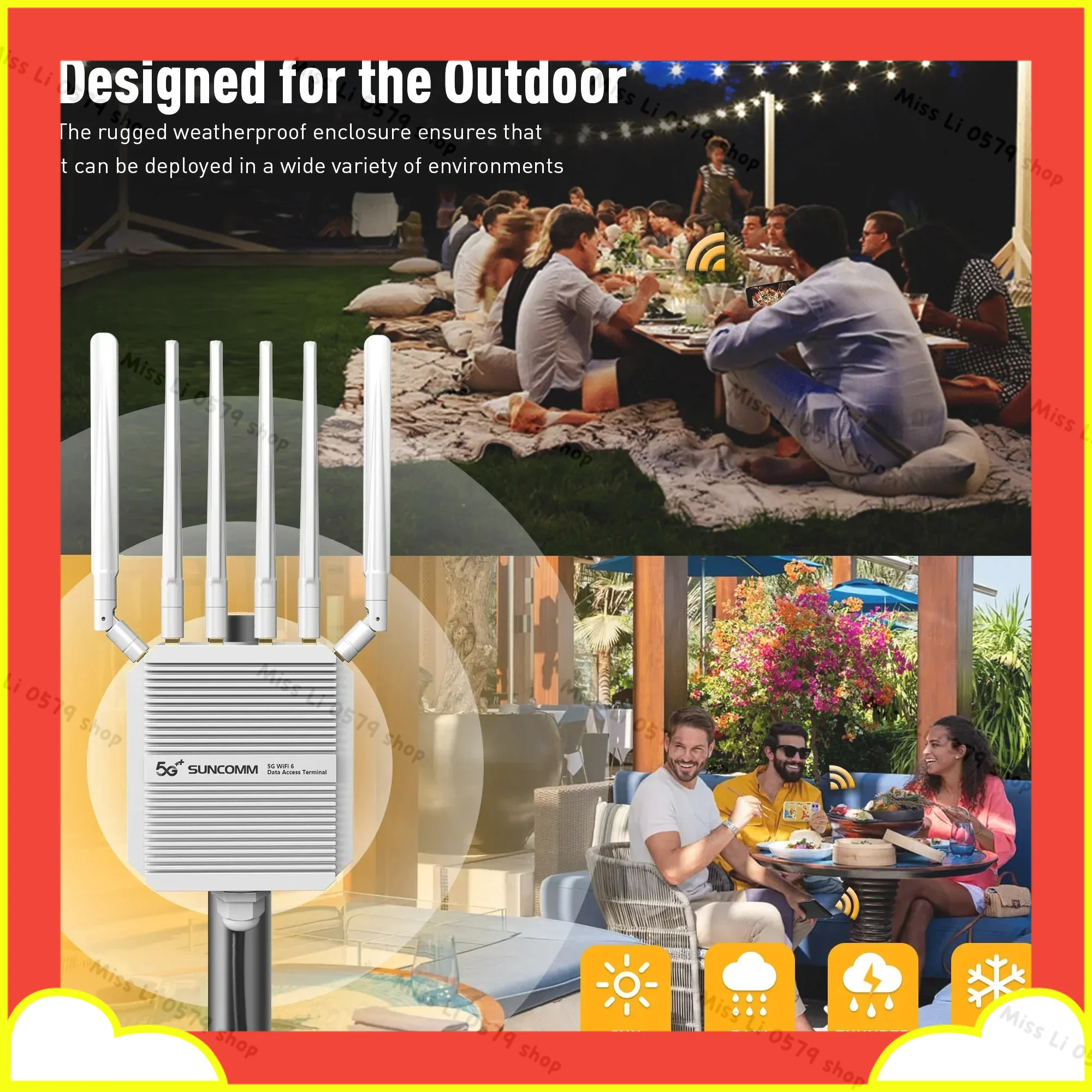 

2026new SUNCOMM CP520 AX3000 IPQ5018 Dual Band Waterproof IP67 2.5Gbps High-speed Interface POE Power Supply 5G Outdoor Router