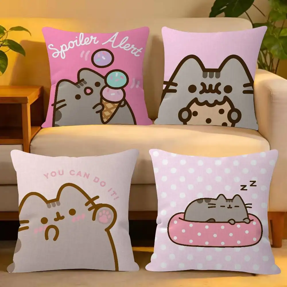 Image of Niedlicher P-PusheenS Cartoon-Kissenbezug, dekoratives Kissen, Sofa, Heimdekoration, Kissenbezüge