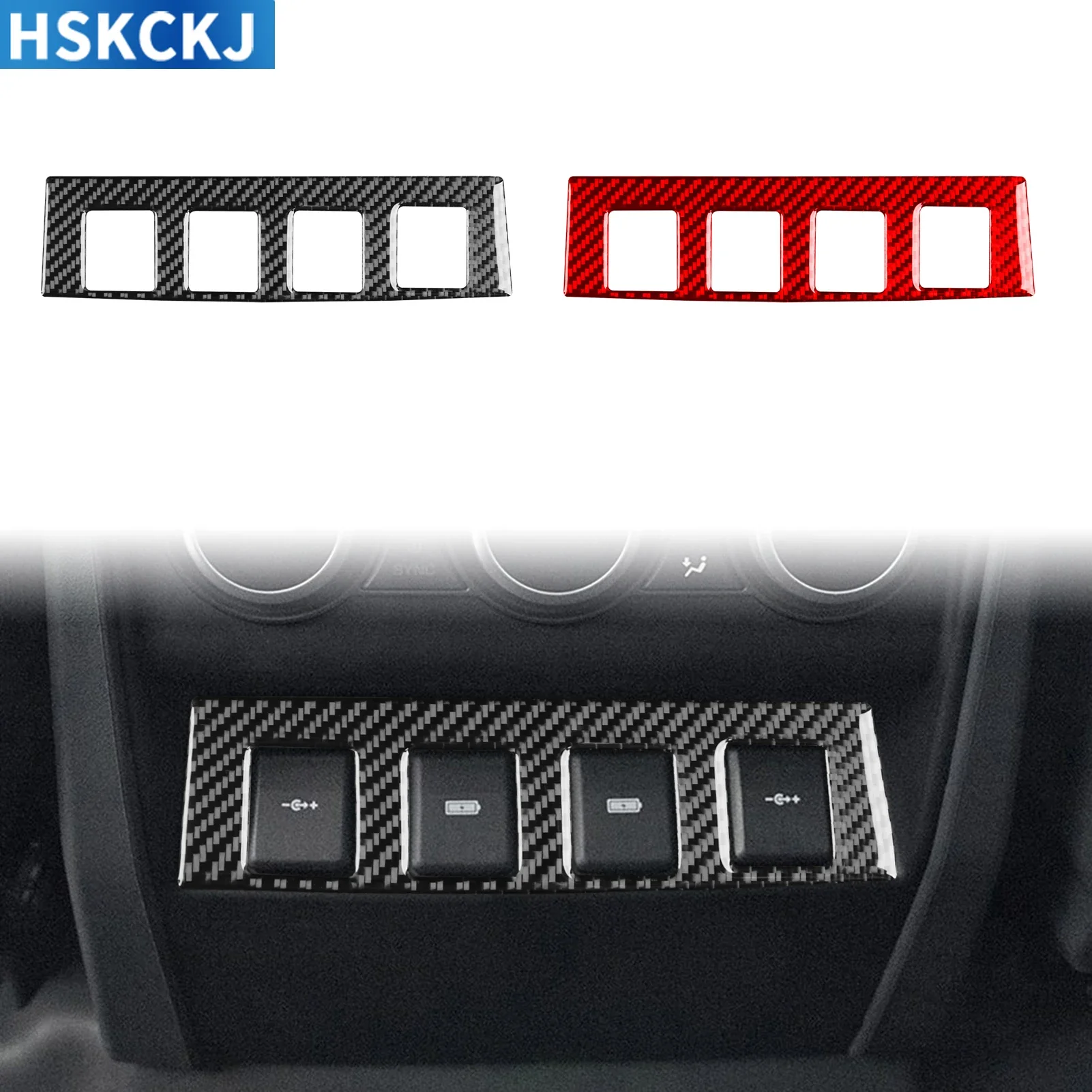 

For Land Rover Defender 2020—2023 Cars Accessories Carbon Fiber Rear Charger Frame Cover Trim Sticker Decorative Modification