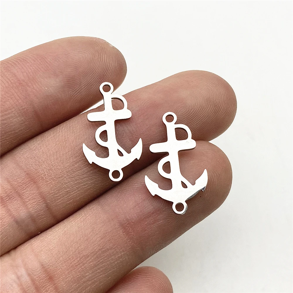 5Pcs/Lot 10-20Types Stainless Steel Nautical Charm Tiny Anchor Cross Rudder Boat Charms Personal Wish Jewelry Diy Making Finding