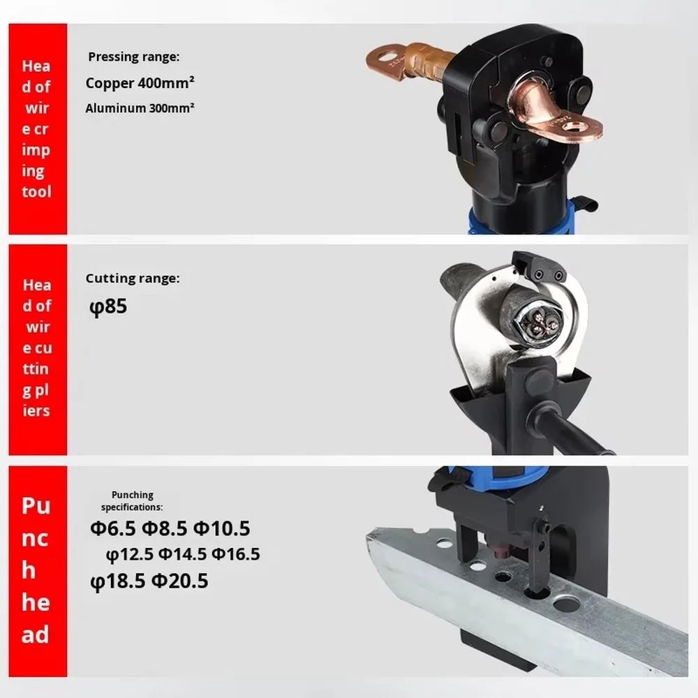 Portable Rechargeable Hydraulic Pliers Electric Wire Cutter SZ-400 Multi-Function Crimping Cutting Punching 3-in-1 Tool