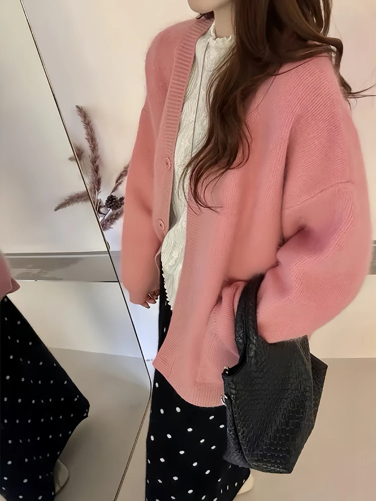 Prachtige V-Ne Gebreide Trui Dames Faion Herfst Winter Nieuwe Halflange Mooie Kleine Top Pendelen Sle Loose Fit