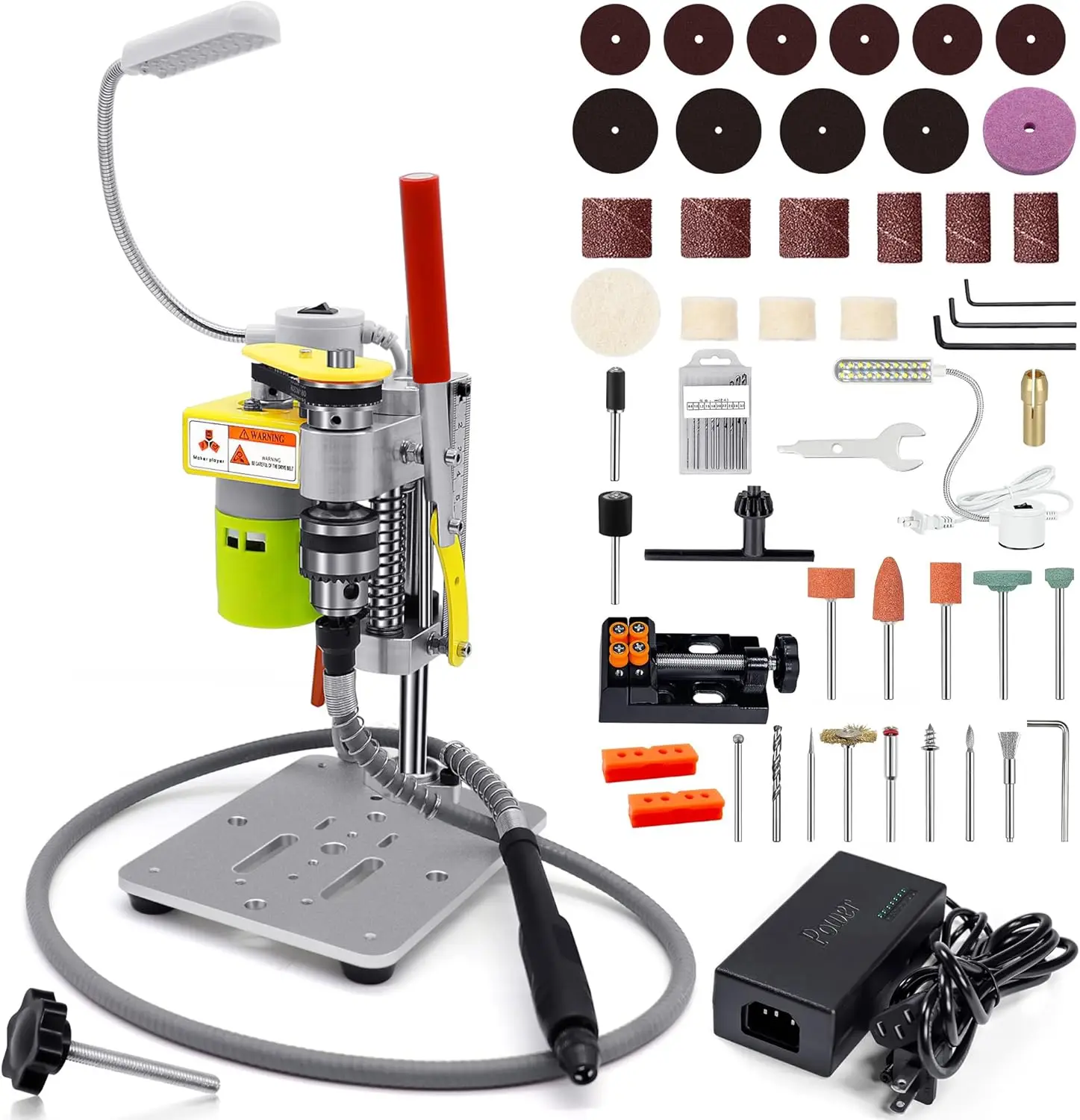 

Mini Drill Press, Benchtop Drill Press, Portable Electric Drilling Machine, with Rotary Tool Flex Shaft Attachment, B10 Chuck, D