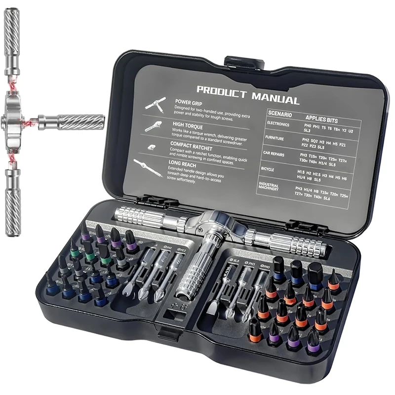 AliExpress VMAN 24/40/66 Ratchet Screwdriver Kit – Assembled Handle Multifunctional for DIY PC Furniture & Bicycle Repairs  Man's Gift