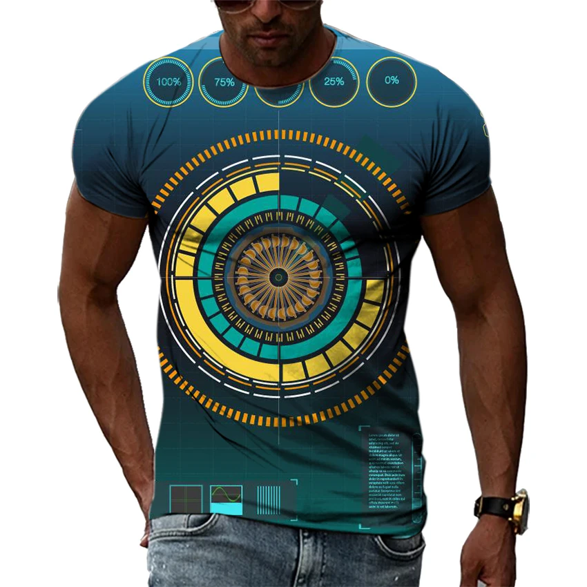 

New Tide Summer Fashion Science Fiction Picture Casual Print Tees Hip Hop Personality Round Neck Short Sleev Tops