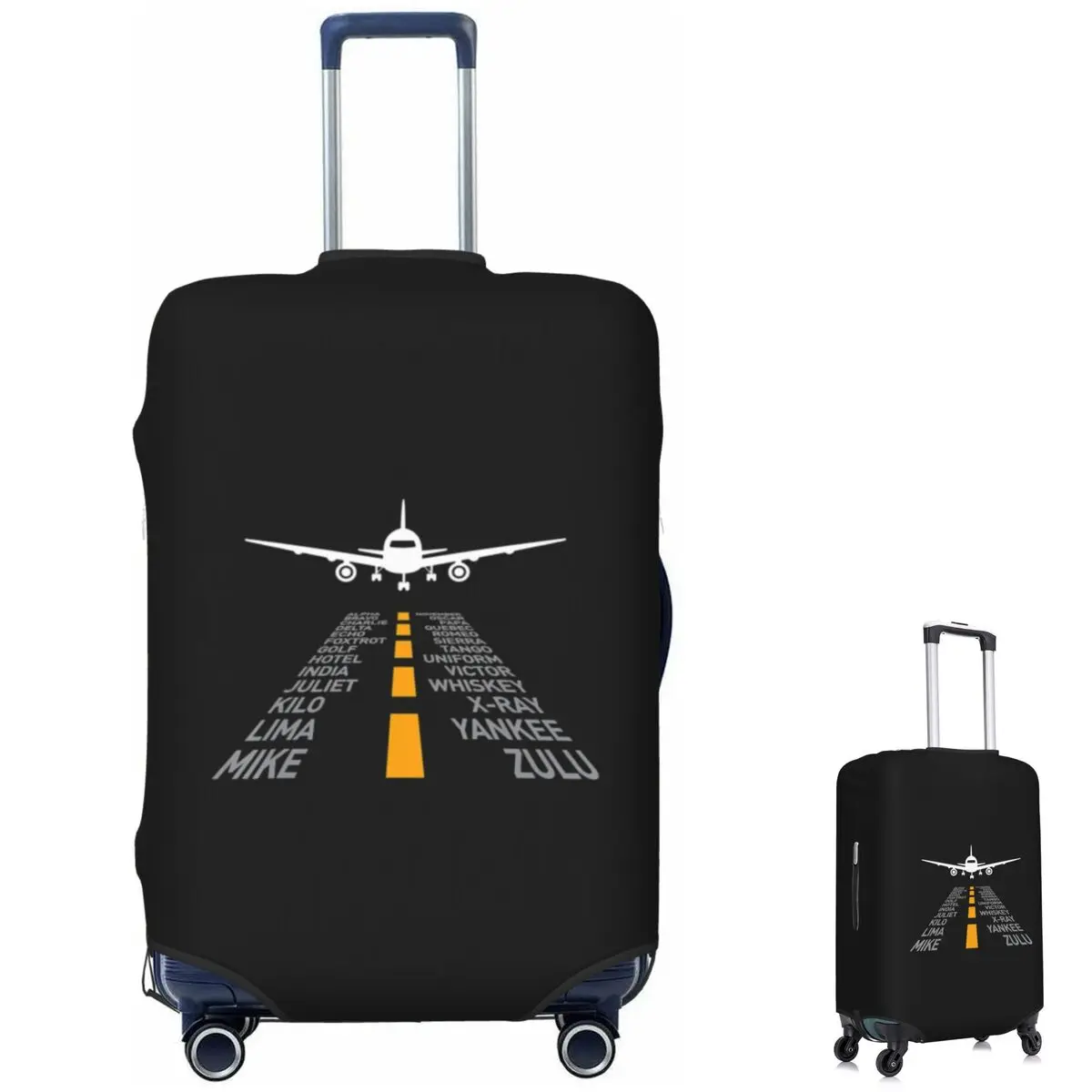 Airplane Pilot Gifts Airport Runway Phonetic Alphabet Plane Suitcase Cover Protection Elastic Travel Luggage Protector Covers