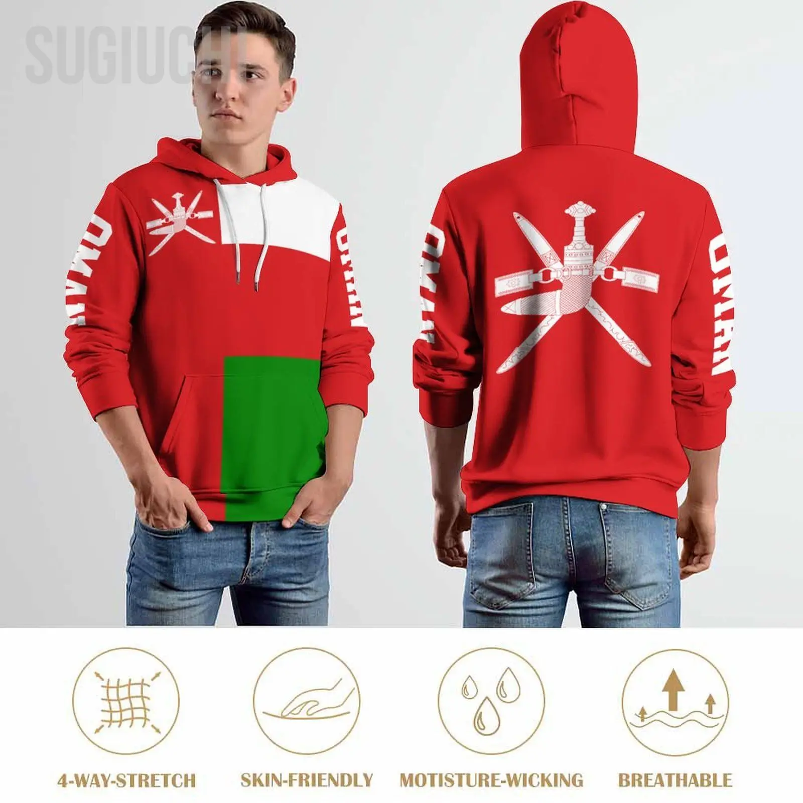 Unisex 3D Hoodie Oman Flag Men Women Polyester Harajuku Sweatshirt Pullover Hoodies Casual Cool