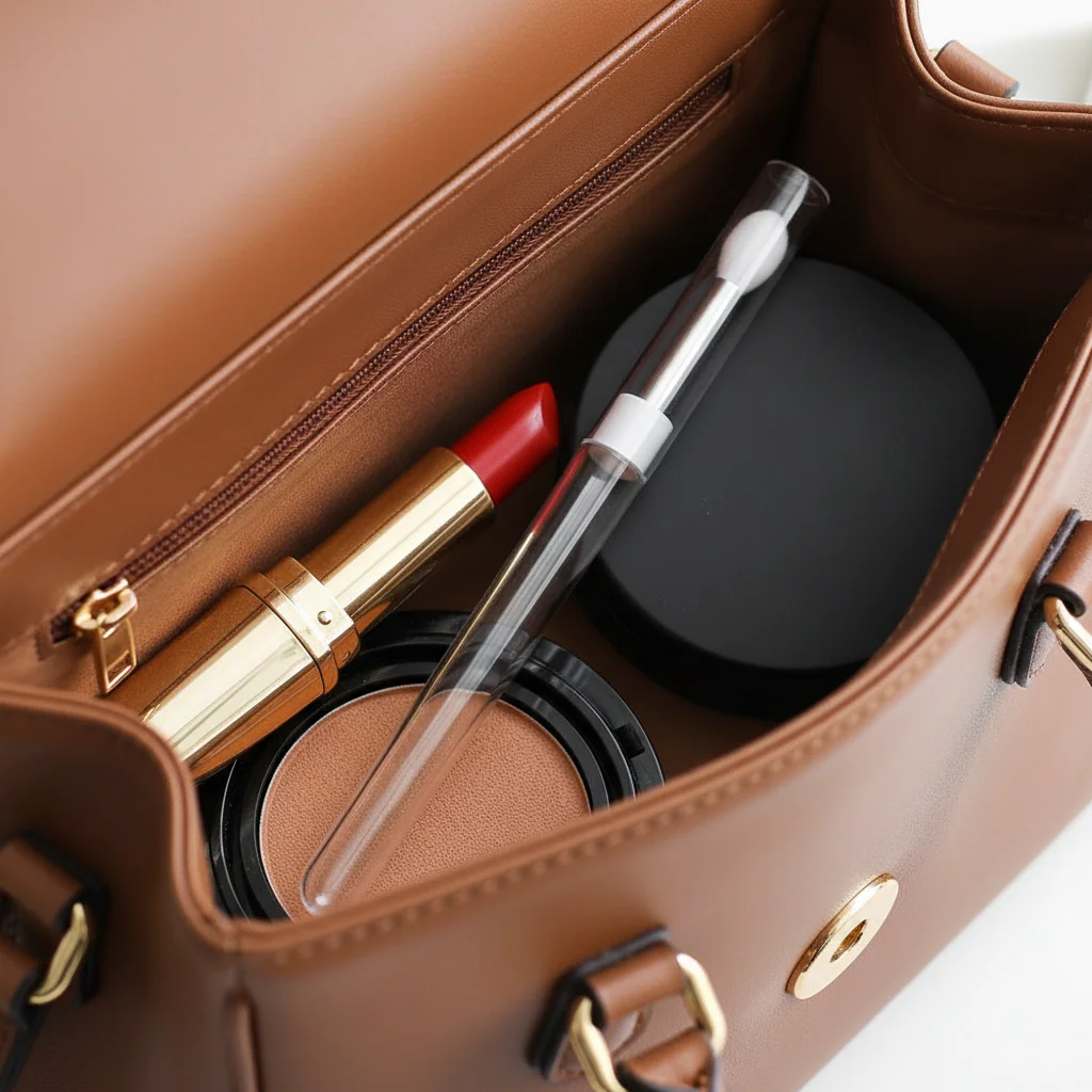 Tragbarer Einziehbarer Make-up-Pinsel mit Transparenter Kappe Reise-Lippenpinsel Concealer-Pinsel Weiche Faserborsten Mini Kosmetik-Schönheitswerkzeuge