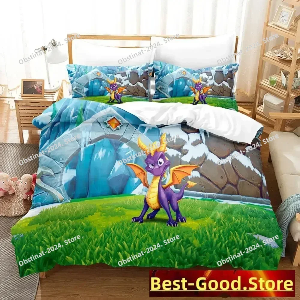 

New Spyro reignited trilogy Bedding Set Single Twin Full Queen King Size Bed Set Adult Kid Bedroom Duvetcover Sets Anime Gme