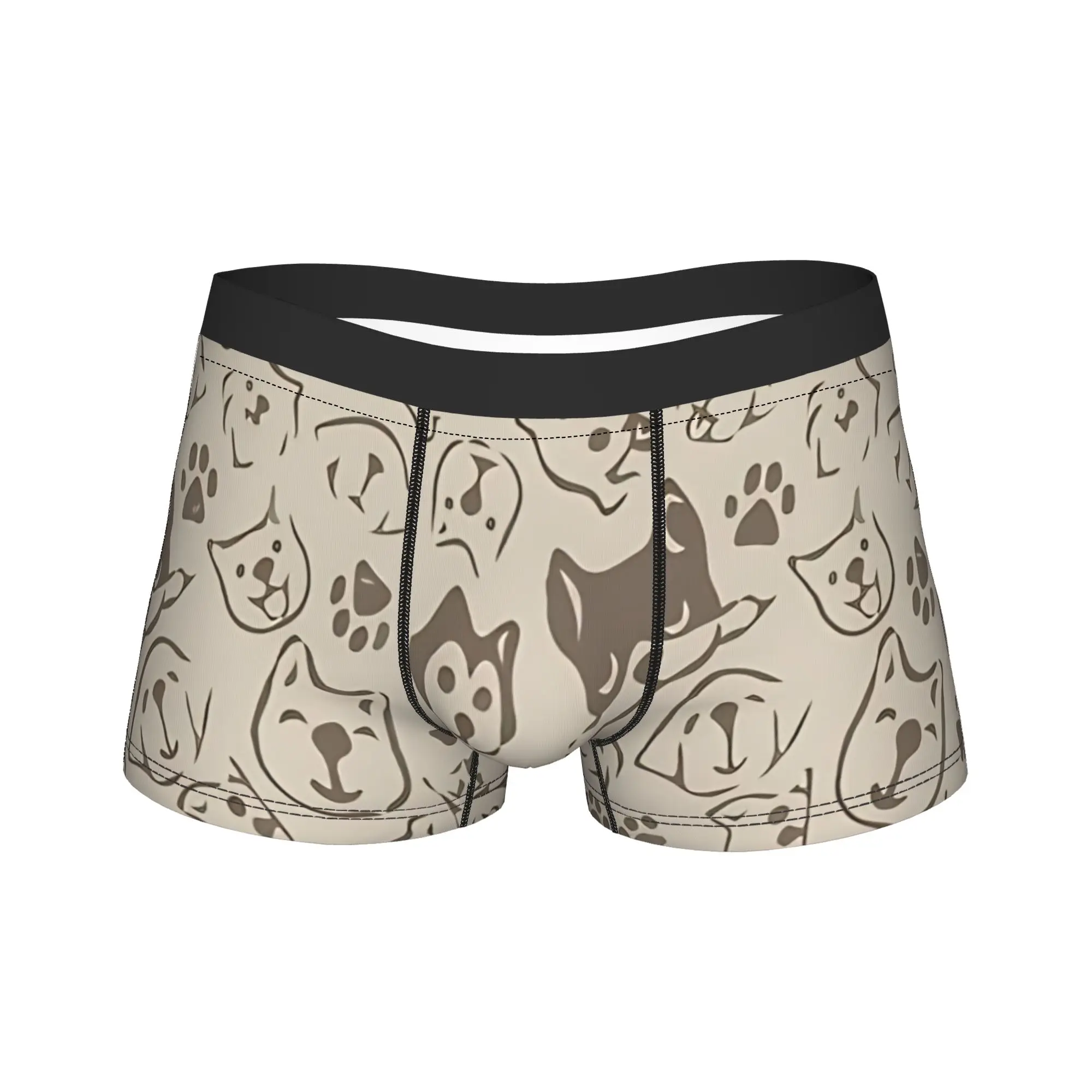 Retro Vintage Art Cute Dogs Unterwäsche, elastische Unterhose, Boxershorts für Männer, 3D-Pouch, große Boxershorts